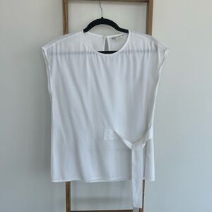 Club Monaco White Sleeveless Tie Front Blouse